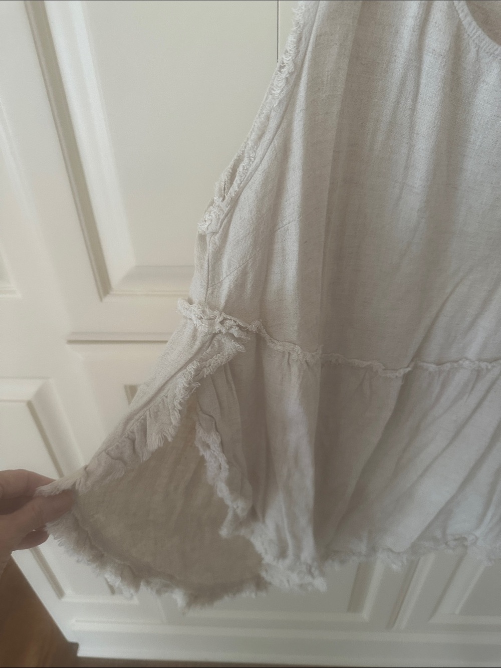 Umgee Cream Frayed Tiered Sleeveless Tank - Picture 3 of 5